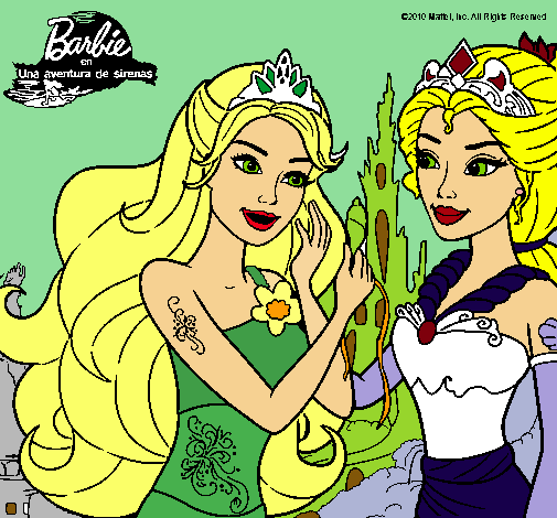 Dibujo Barbie se despiede de la reina sirena pintado por lasmi