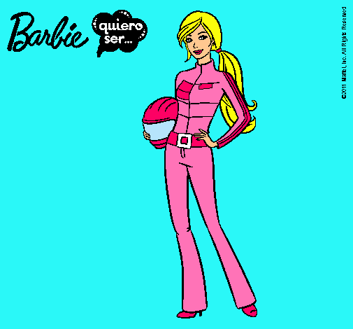 Dibujo Barbie piloto de motos pintado por anitas