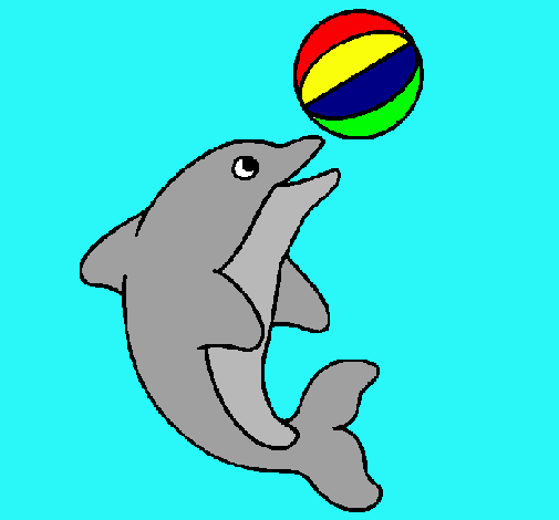 Dibujo Delfín jugando con una pelota pintado por Guty