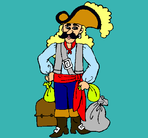 Dibujo Pirata con sacos de oro pintado por Guty