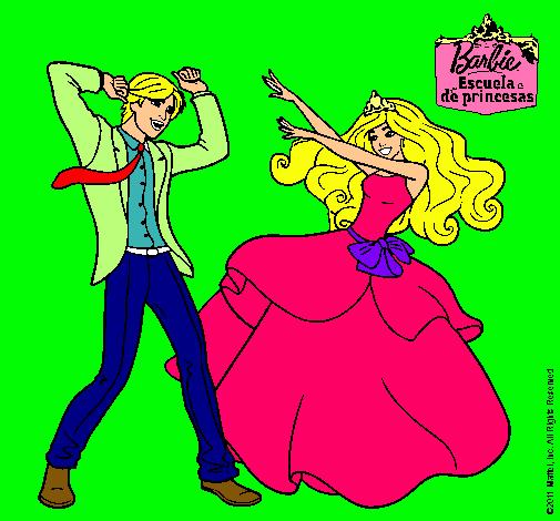 Dibujo Barbie bailando con un amigo pintado por Loreto