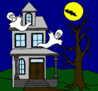 Dibujo Casa fantansma pintado por espanto