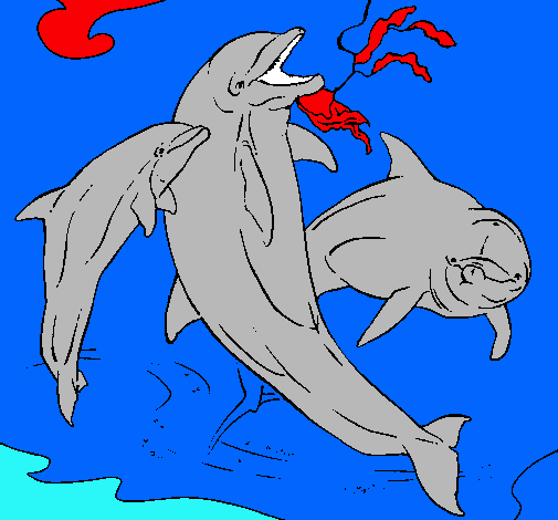 Dibujo Delfines jugando pintado por hernande