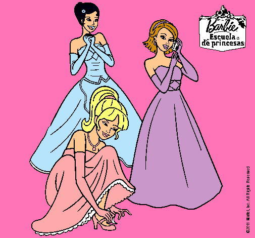Dibujo Barbie y sus amigas vestidas de gala pintado por dianagc
