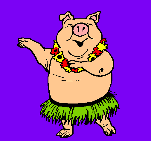 Dibujo Cerdo hawaiano pintado por frangon