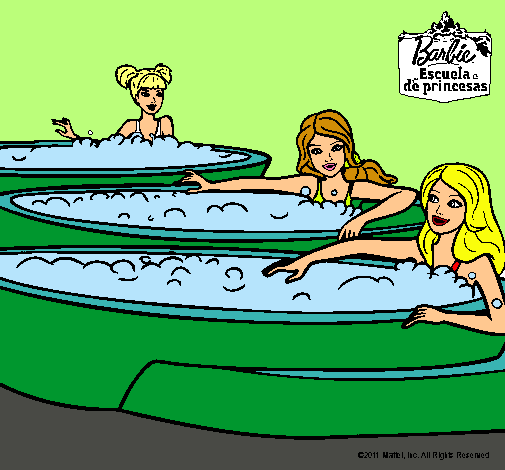 Dibujo Barbie y sus amigas en el jacuzzi pintado por KARLAMICHEL