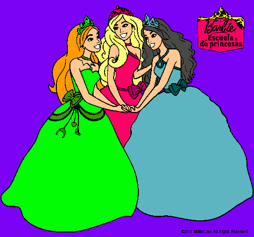 Dibujo Barbie y sus amigas princesas pintado por valeria123