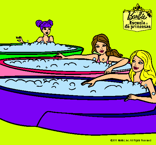 Dibujo Barbie y sus amigas en el jacuzzi pintado por melina601