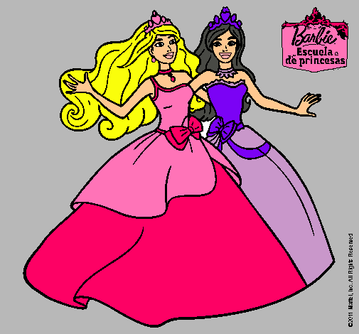 Dibujo Barbie y su amiga súper felices pintado por ailynita