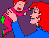 Dibujo Madre con su bebe pintado por moster