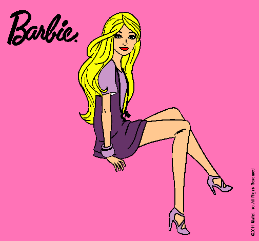 Dibujo Barbie sentada pintado por valAmor