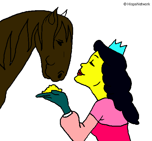 Dibujo Princesa y caballo pintado por lindua