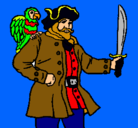 Dibujo Pirata con un loro pintado por extermineyto