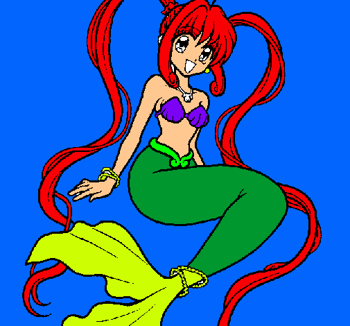 Dibujo Sirena con perlas pintado por hely