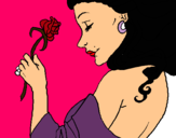 Dibujo Princesa con una rosa pintado por valen10