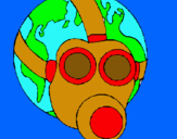 Dibujo Tierra con máscara de gas pintado por rominajona