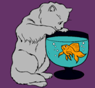 Dibujo Gato mirando al pez pintado por criistiinn