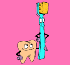 Dibujo Muela y cepillo de dientes pintado por 147954238