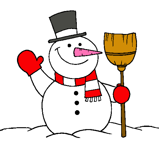 Dibujo muñeco de nieve con escoba pintado por 13miguel