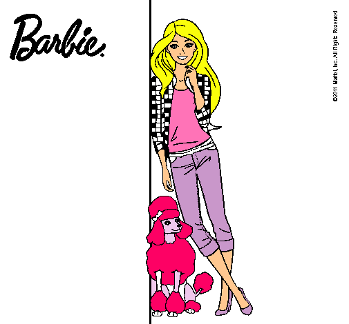 Dibujo Barbie con cazadora de cuadros pintado por rosazc