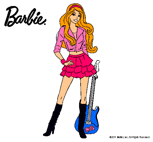 Dibujo Barbie rockera pintado por rosazc