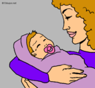 Dibujo Madre con su bebe II pintado por lulita24