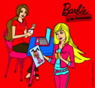 Dibujo Barbie y su hermana merendando pintado por esrefy