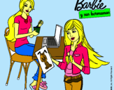Dibujo Barbie y su hermana merendando pintado por jenifernoemi