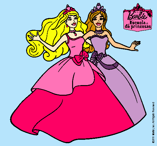 Dibujo Barbie y su amiga súper felices pintado por yaralee610