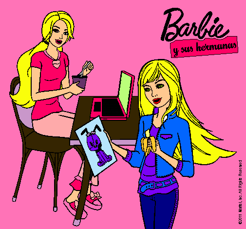 Dibujo De Barbie Y Su Hermana Merendando Pintado Por Deli En Dibujos