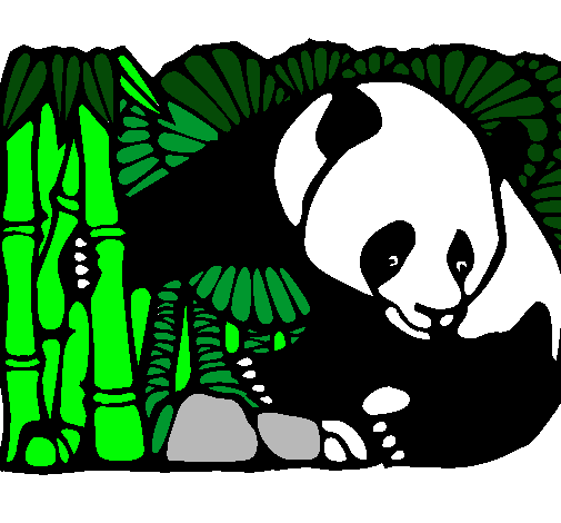 Dibujo Oso panda y bambú pintado por archisofi