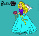 Dibujo Barbie vestida de novia pintado por tapta 