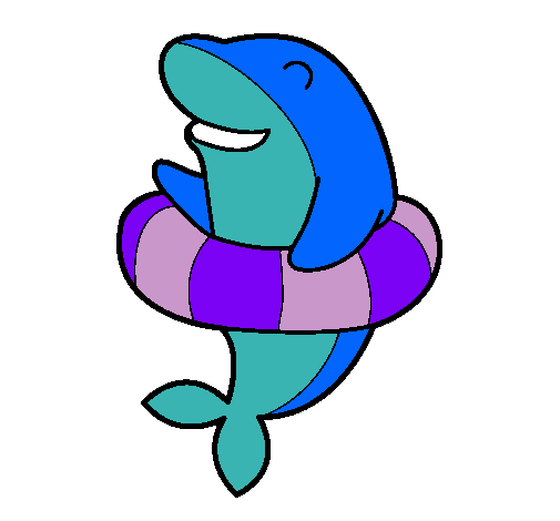 Dibujo Delfín con flotador pintado por zack