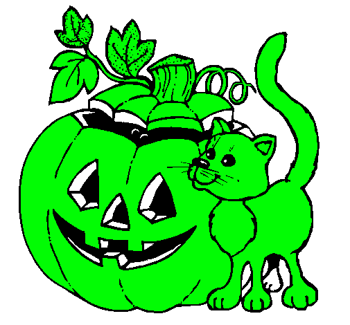 Dibujo Calabaza y gato pintado por Mariamruiz