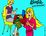 Dibujo Barbie y su hermana merendando pintado por magy_lu