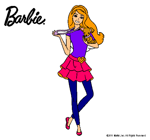 Dibujo Barbie y su mascota pintado por rosazc