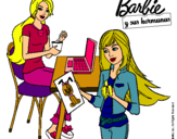 Dibujo Barbie y su hermana merendando pintado por musalen