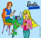 Dibujo Barbie y su hermana merendando pintado por arantza33