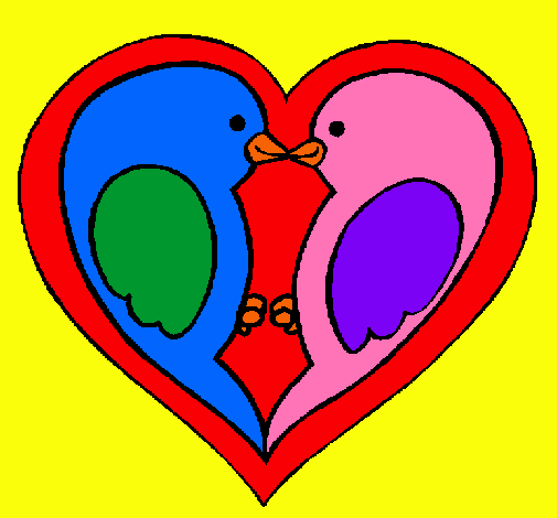 Dibujo Pajaritos enamorados pintado por zianya