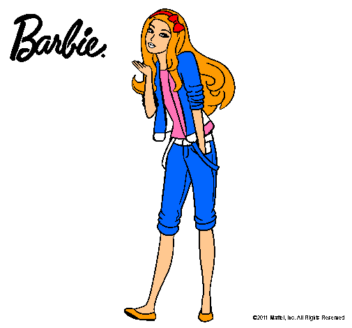 Dibujo Barbie con look casual pintado por rosazc