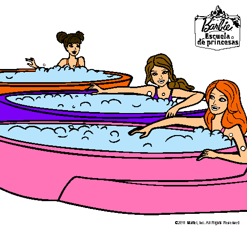 Dibujo Barbie y sus amigas en el jacuzzi pintado por rosazc