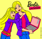 Dibujo El nuevo portátil de Barbie pintado por ceca