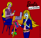 Dibujo Barbie y su hermana merendando pintado por albamontana