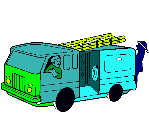 Dibujo Bomberos en el camión pintado por marilufern