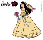 Dibujo Barbie vestida de novia pintado por silvia197