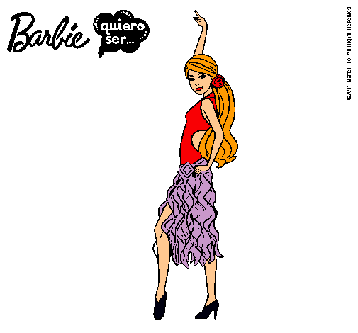 Dibujo Barbie flamenca pintado por rosazc