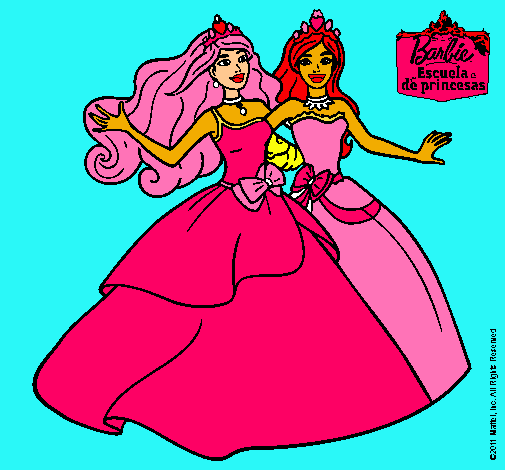 Dibujo Barbie y su amiga súper felices pintado por Steffy2011