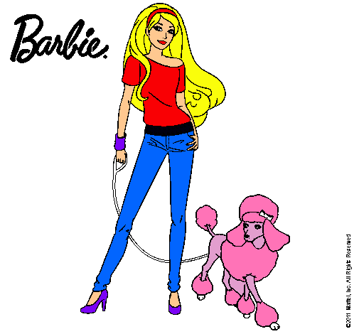 Dibujo Barbie con look moderno pintado por rosazc