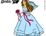 Dibujo Barbie vestida de novia pintado por silvia19
