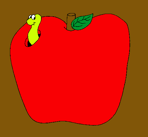 Dibujo Gusano en la fruta pintado por yachiry